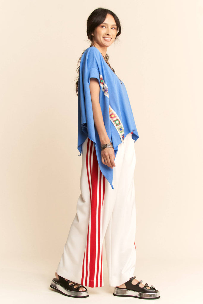 Drawstring Striped Seam Track Pants