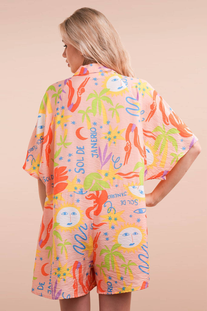 Oversized Tropical Printed Romper
