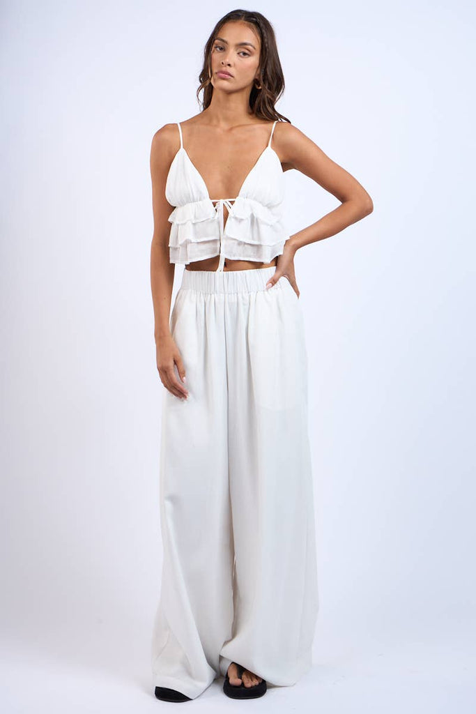 Ivory Blend Wide Leg Pants