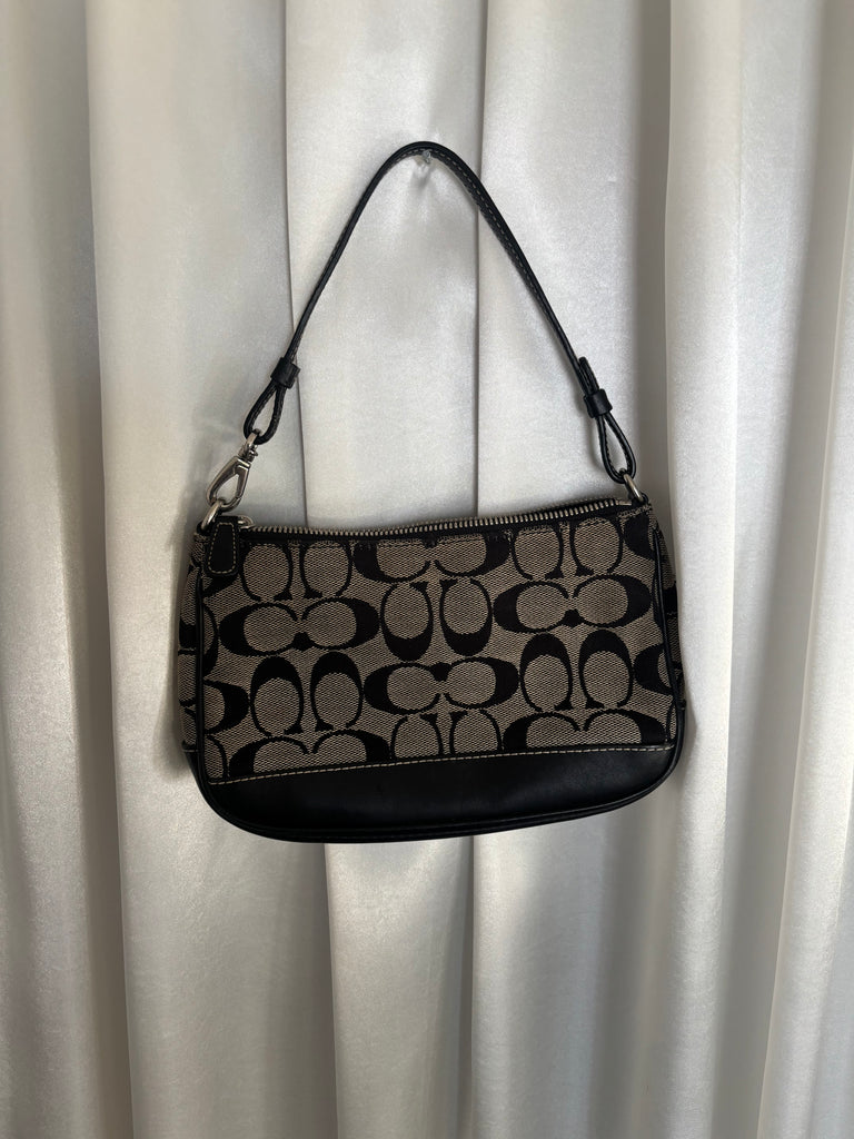 Coach Signature Accessory Mini Bag 6094 Black Gray Canvas