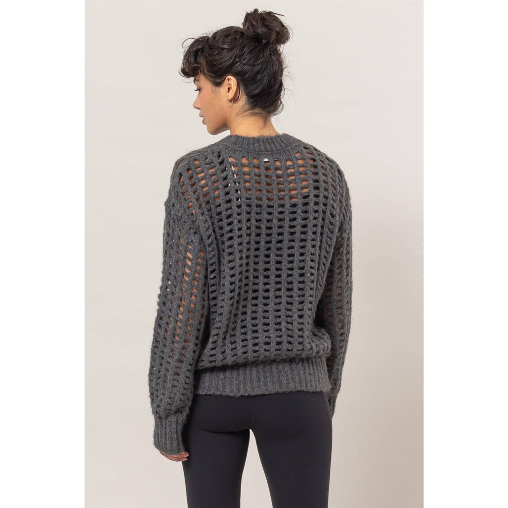 Open Knit Fuzzy Sweater