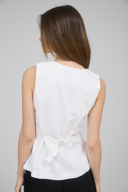 Linen Button Down Vest