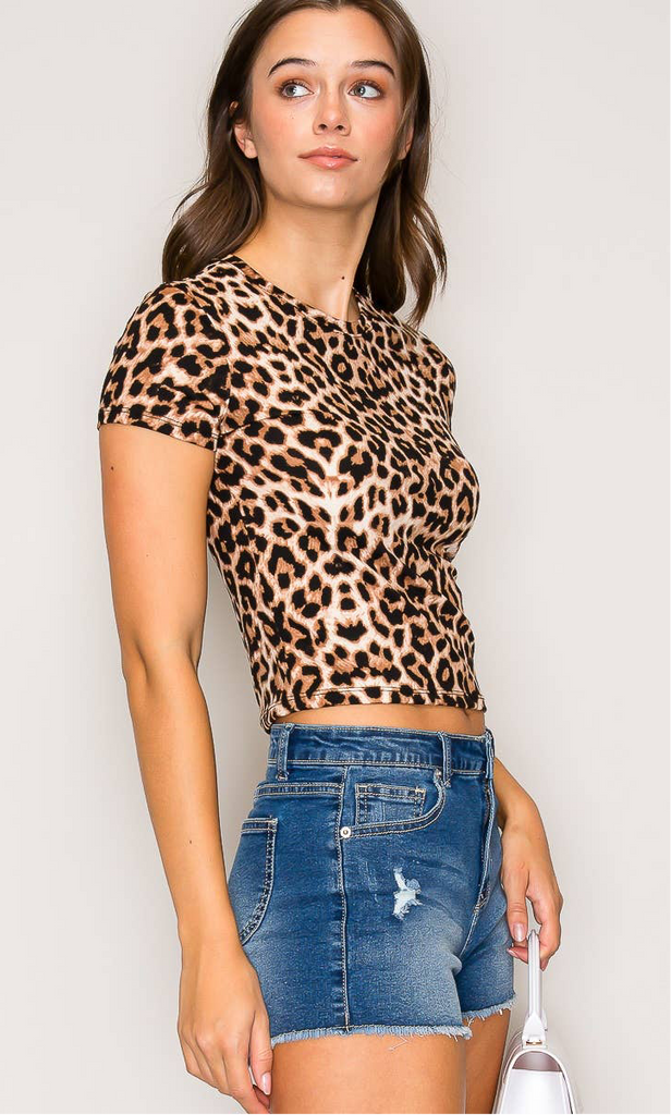 Leopard Crew Neck Classic Fitted Tee