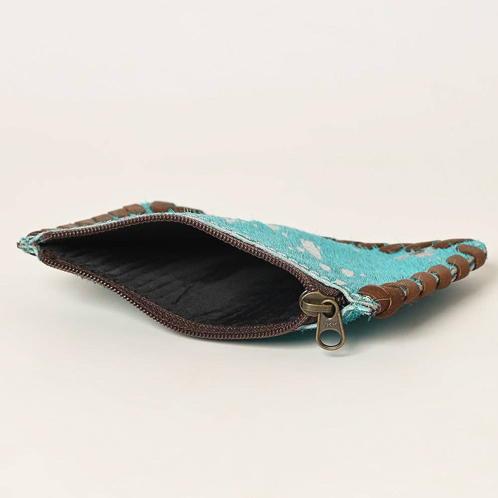 3 Colors - Genuine Western Leather Zip Coin Purse Wallet