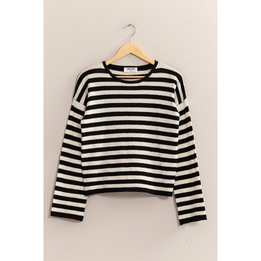 Black & White Striped Knit Crewneck