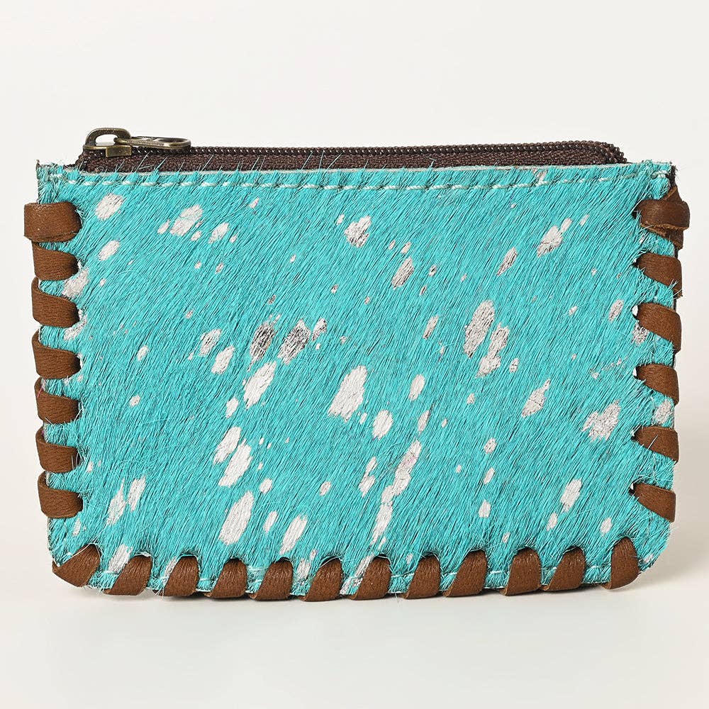 3 Colors - Genuine Western Leather Zip Coin Purse Wallet