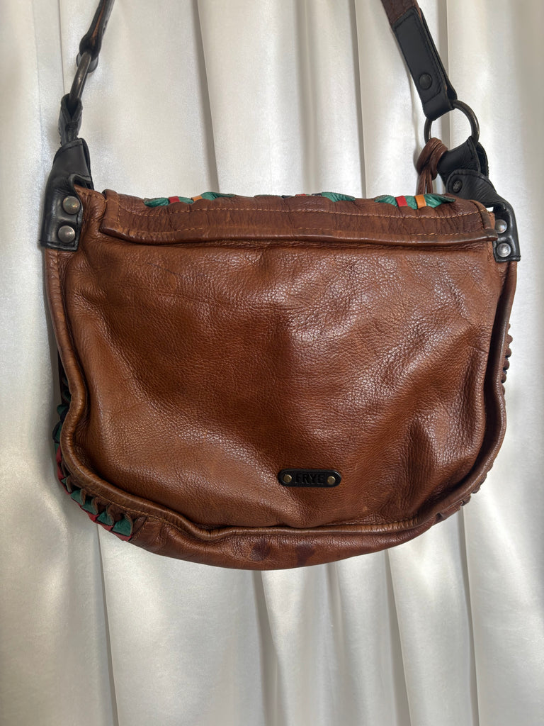 Frye Leather Woven Messenger Bag Mid 2010’s