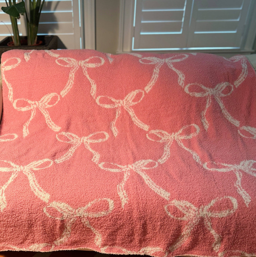 Preppy Bow Plush Blanket