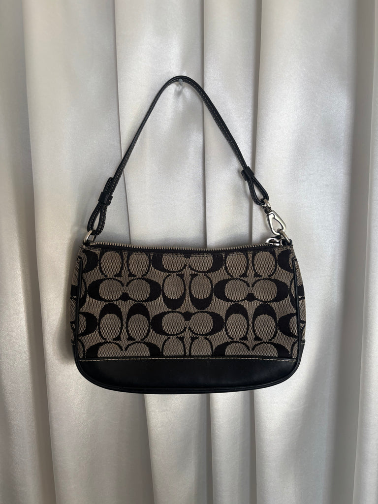 Coach Signature Accessory Mini Bag 6094 Black Gray Canvas