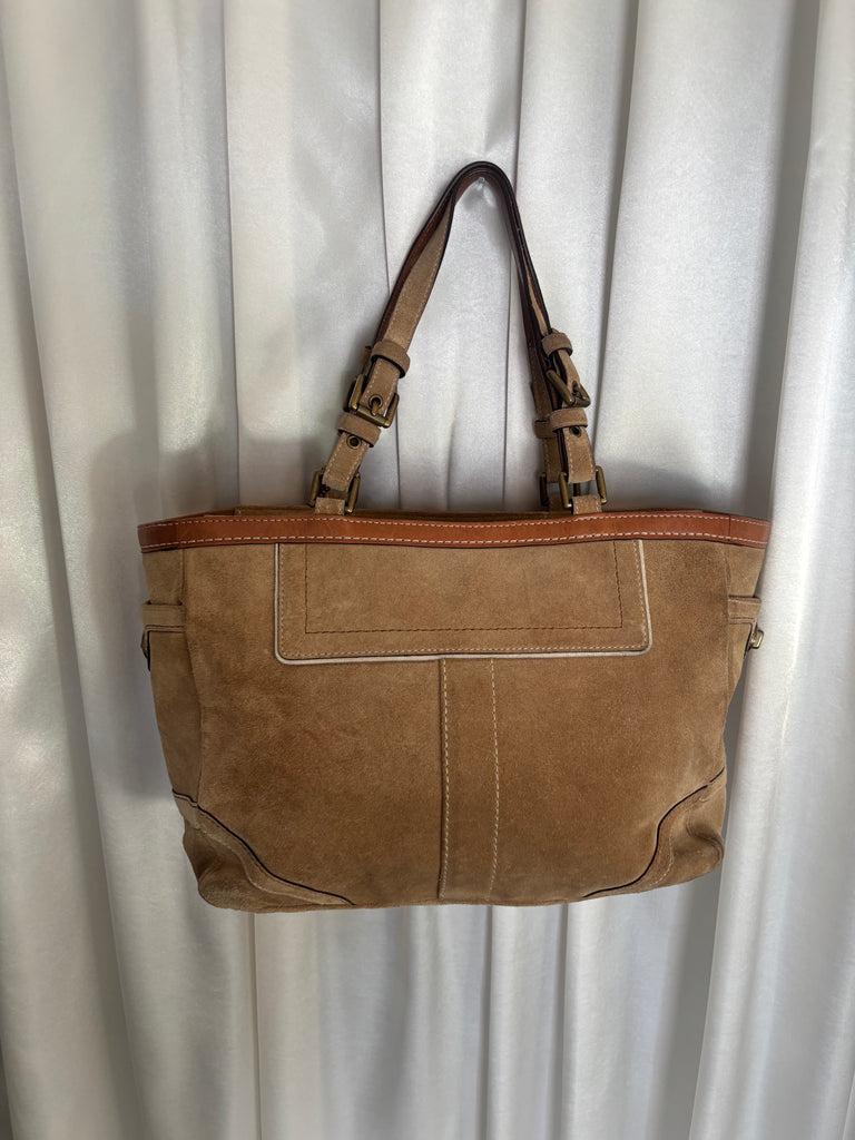 Coach Suede Tote Bag (8803) Beige