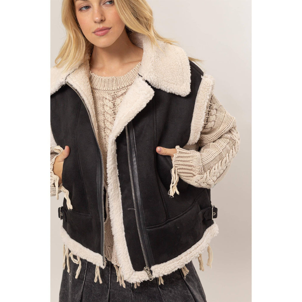 Bonnie Contrast Sherpa Suede Vest