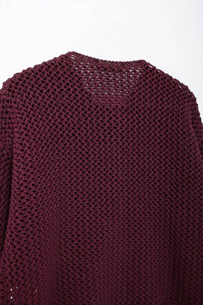 Burgundy Crop Chunky Knit Cardigan