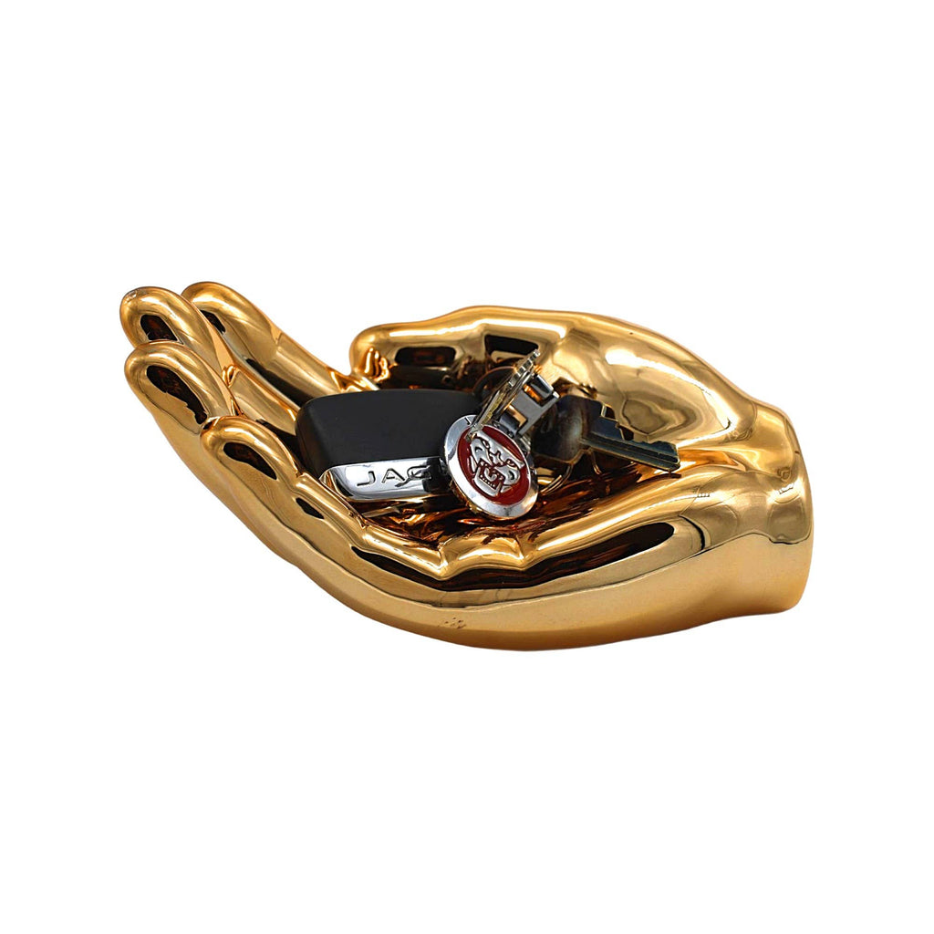 Gold Hand Trinket Tray - 7.5" long