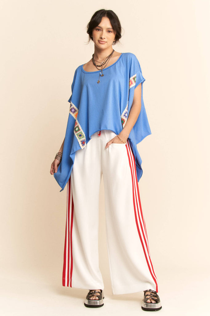 Drawstring Striped Seam Track Pants