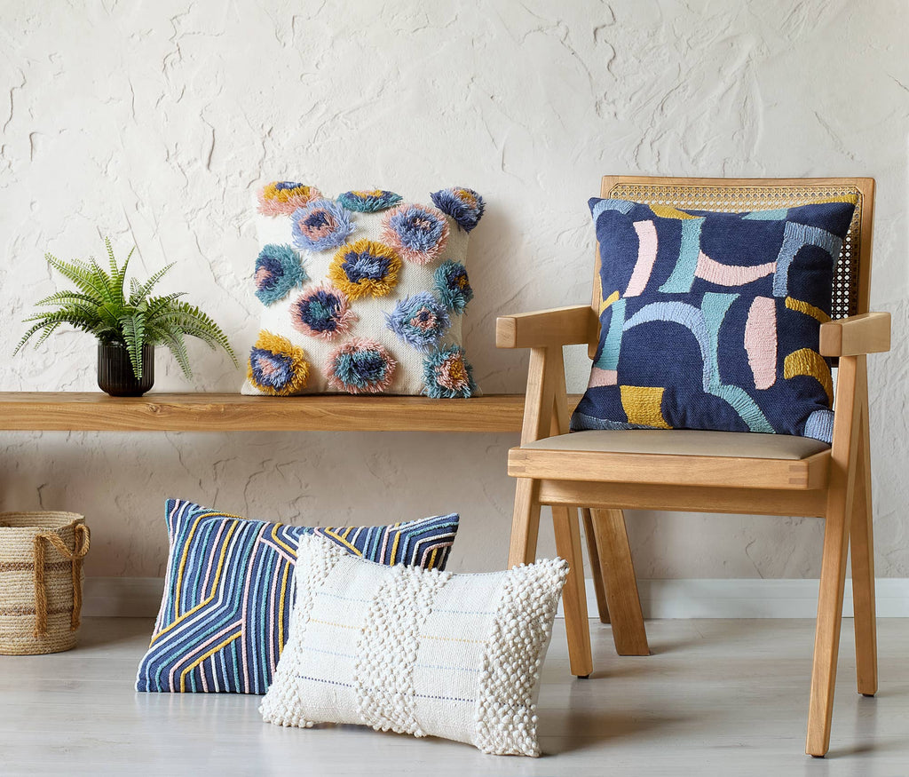 Shaggy Pom Poms Hook Pillow