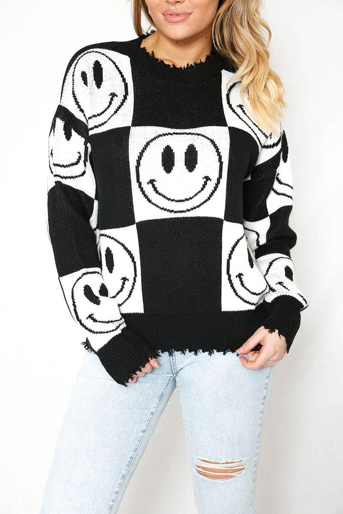 Checkered Smiley Sweater 