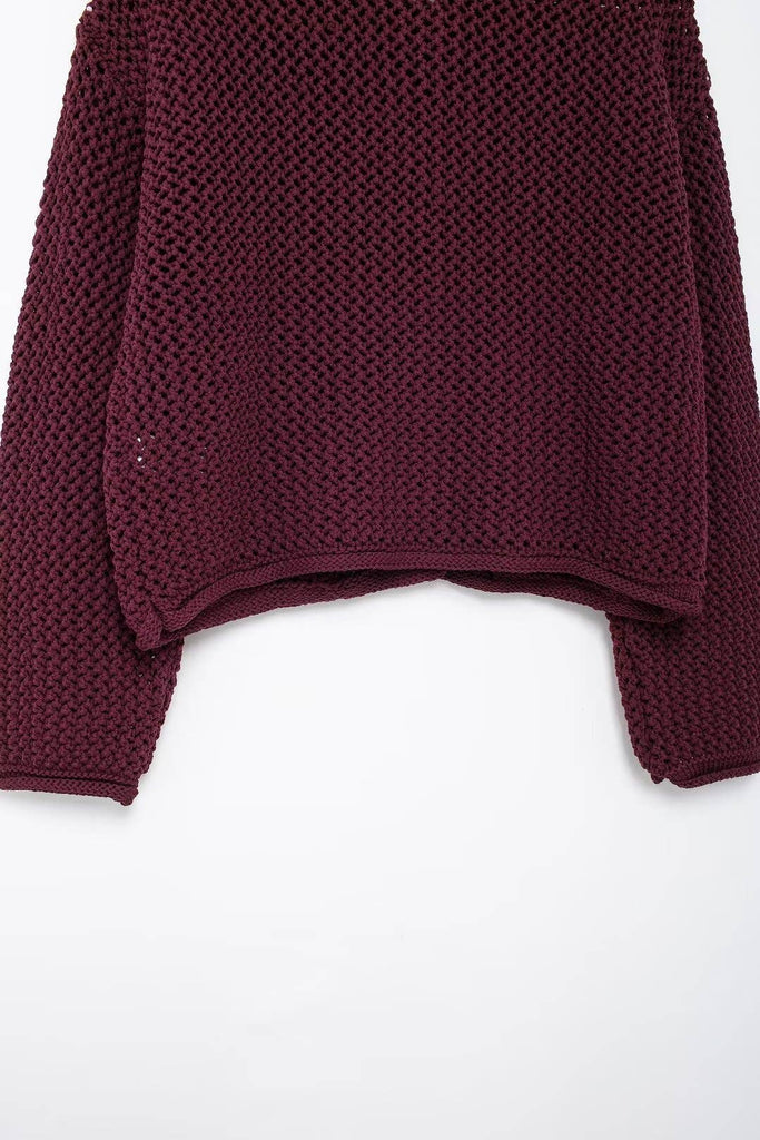 Burgundy Crop Chunky Knit Cardigan