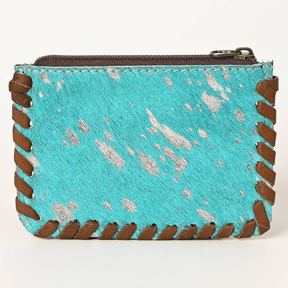 3 Colors - Genuine Western Leather Zip Coin Purse Wallet