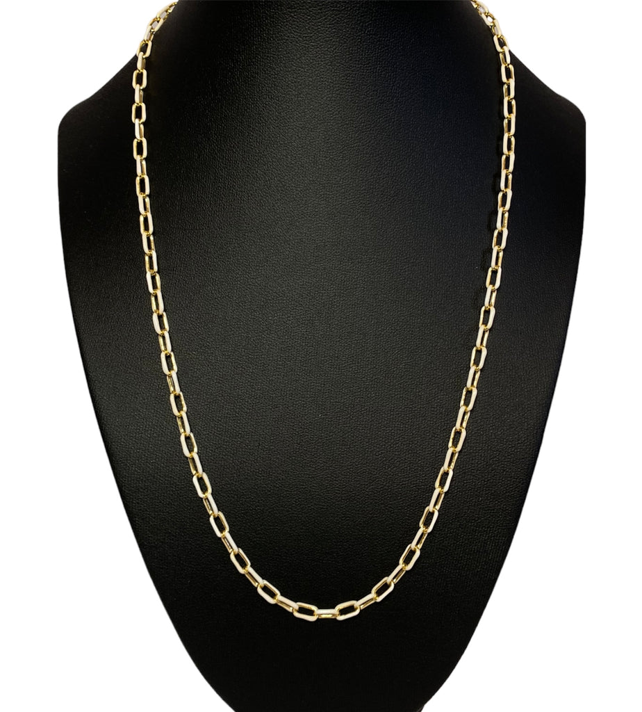 White Enamel Link Chain 14k Gold Plated
