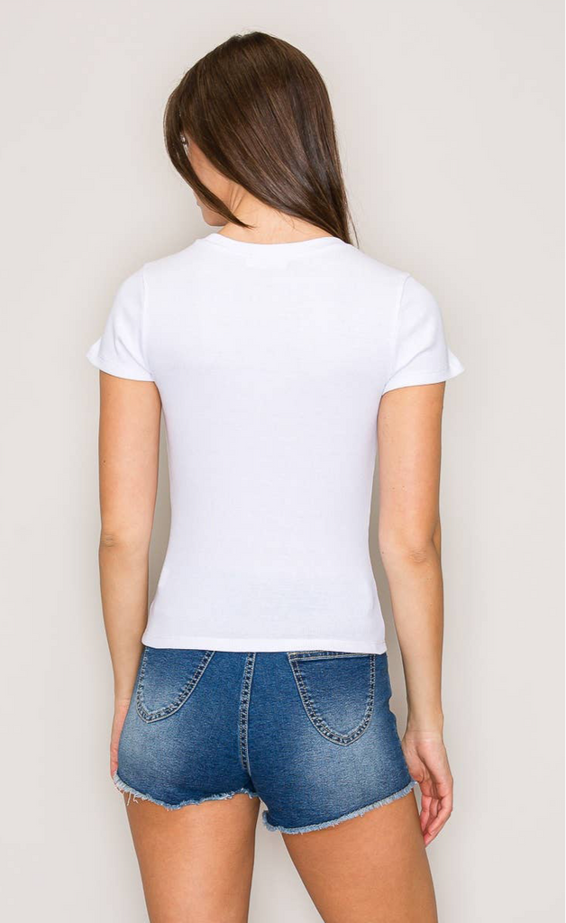White Crew Neck Basic Tee