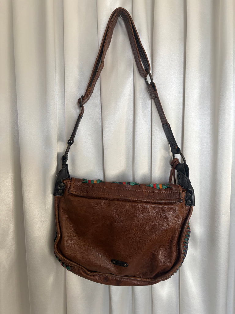 Frye Leather Woven Messenger Bag Mid 2010’s