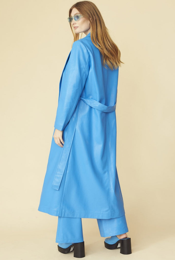 Lana Electric Blue Eco Leather Trench