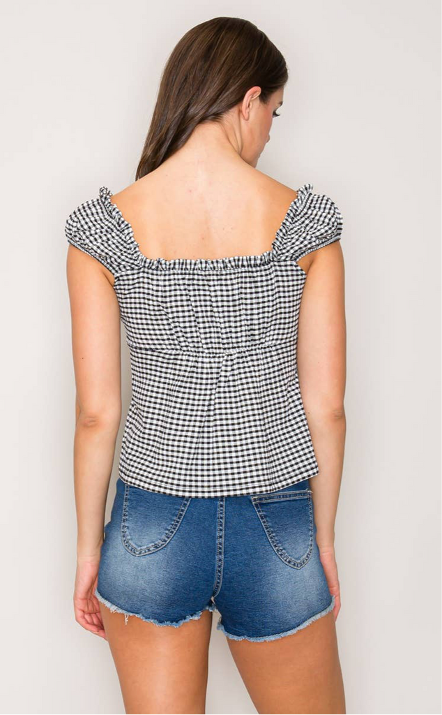 Gingham Babydoll Top