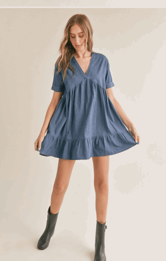 Denim Chambray Babydoll Dress