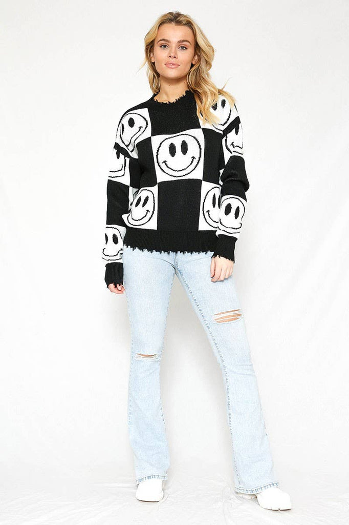 Checkered Smiley Sweater 