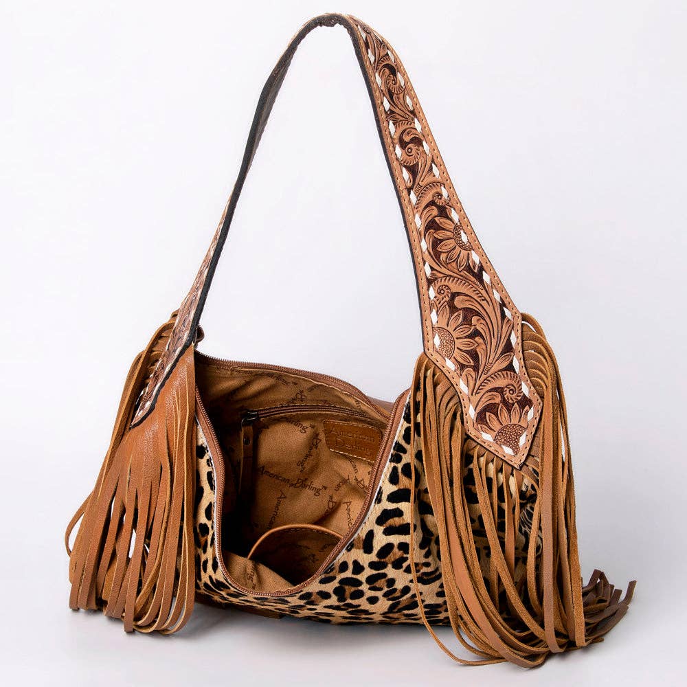 Betty Hobo Bag Genuine Western Leather Bag Cheetah Leopard
