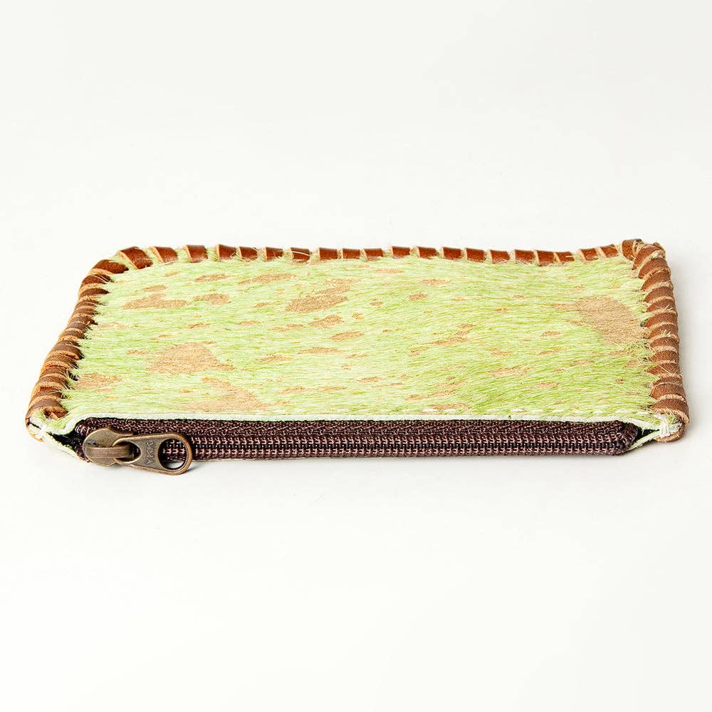 3 Colors - Genuine Western Leather Zip Coin Purse Wallet