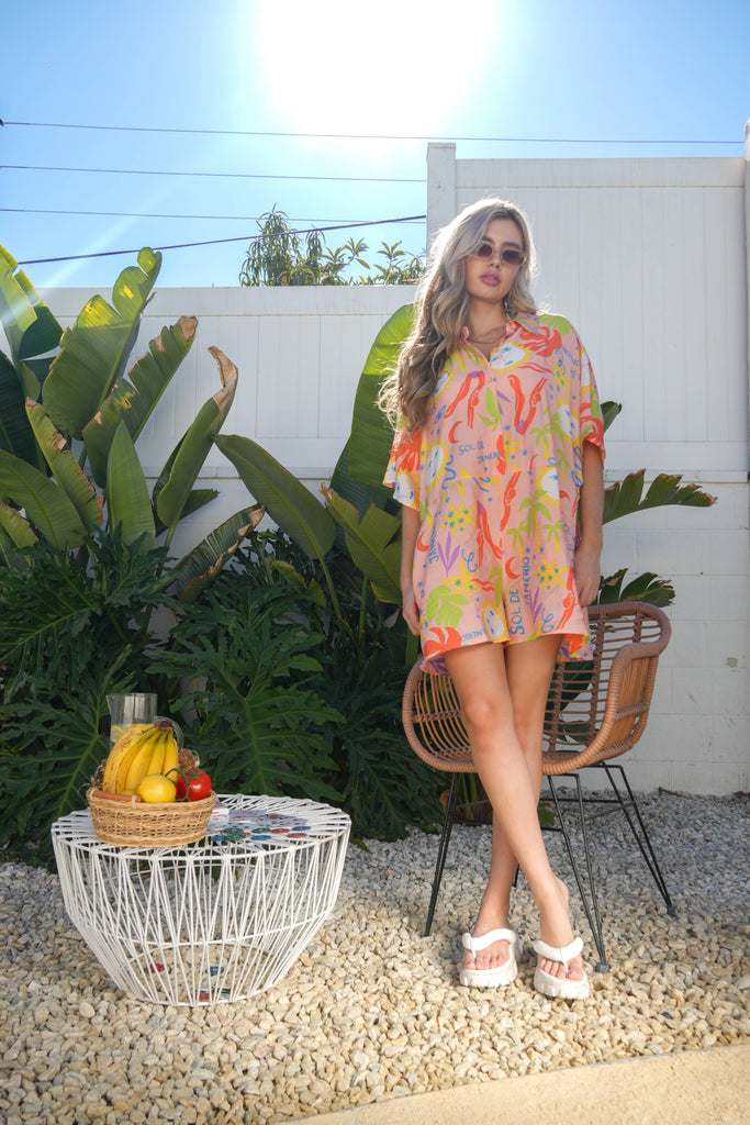 Oversized Tropical Printed Romper