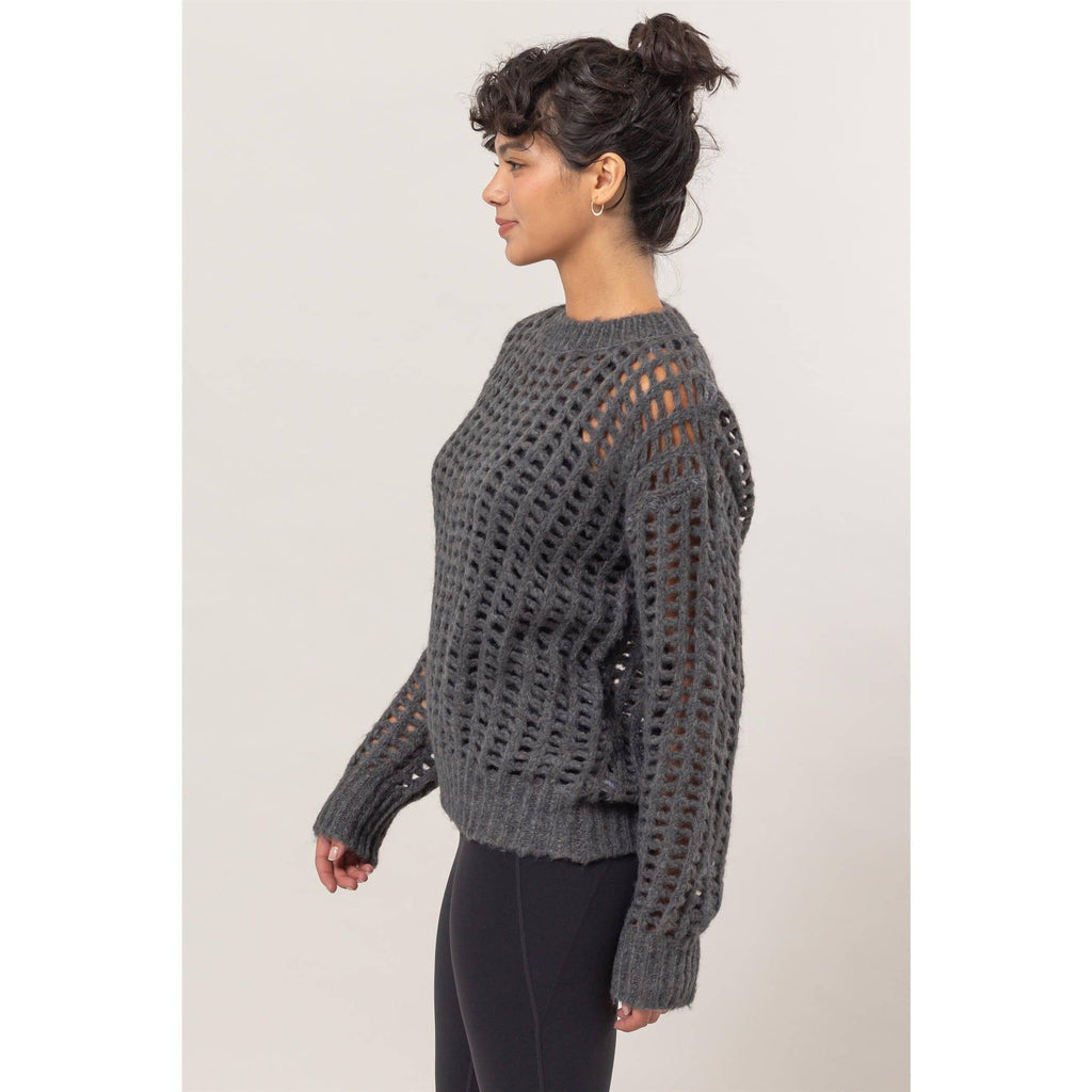 Open Knit Fuzzy Sweater