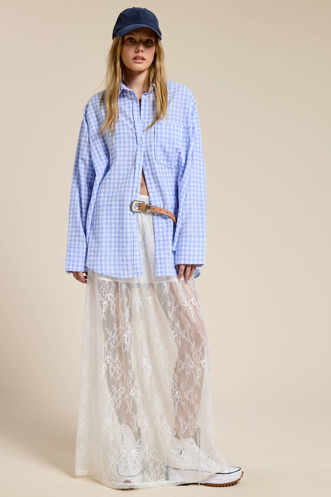 Oversized Gingham Button Down Shirt