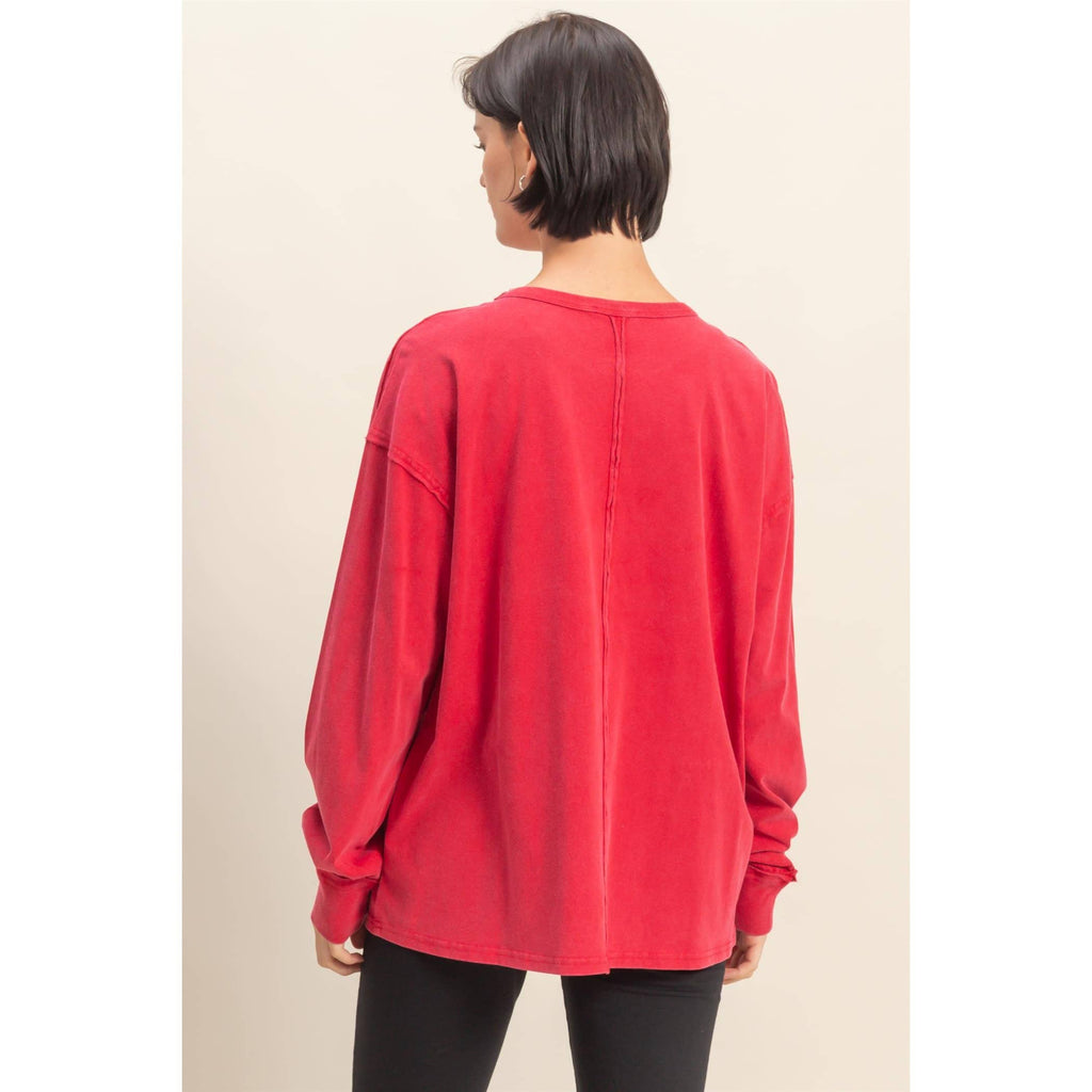 Mineral Washed Oversized Long Sleeve Tee