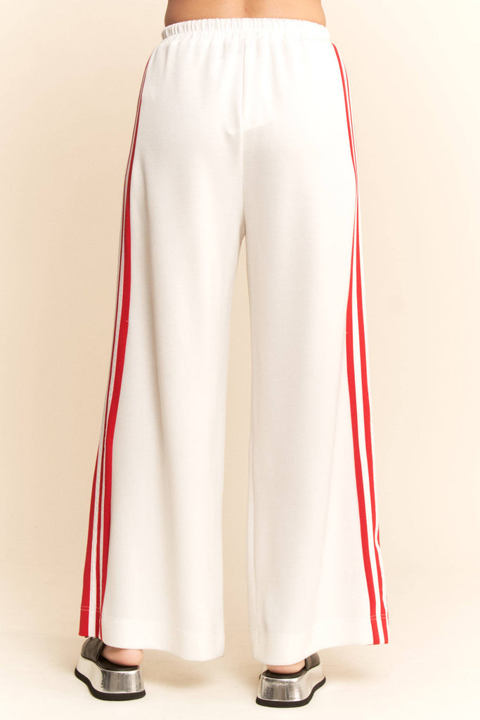 Drawstring Striped Seam Track Pants