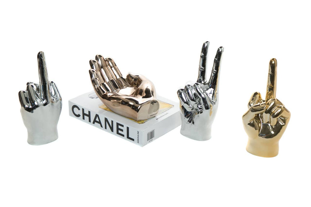 Silver Peace Sign Decor - 8" tall